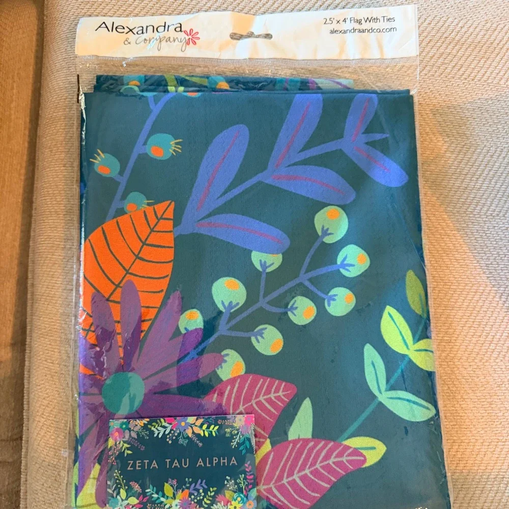 Alexandra & Company Zeta Tau Alpha ZTA Floral Dorm Flag Tapestry OS Blue